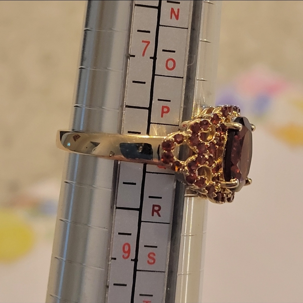 Gold Over Sterling Silver, Garnet Gemstone Women's Ring, size 8 - Picture 7 of 10